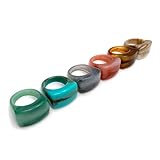 Loqimu 6 Pack Colorful Marble Pattern Acrylic Rings Chunky Midi Stackable Rings Cool Style Resin Rings for Women Teen Girls Knuckle Rings Rectangle Dome Thick Rings Size 6 7 8