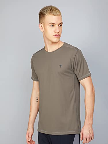Image of TECHNOSPORT Men's Slim Fit Polyester Activewear Sports T-Shirt with Moisture-Wicking Comfort for Workout, Running & Gym