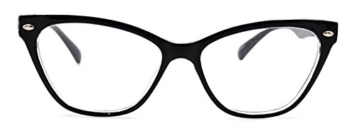AMILLET Cateye Eyeglass Frames for Women Costume Non-Prescription Glasses Black