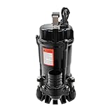 Schmutzwasser Tauchpumpe 750W 15818L/h Baupumpe Edelstahl Wasserpumpe IP68 Gartenpumpe Durchfluss, Schmutzwassertauchpumpe max. Hub 18m für Hauswasserwerke, Haus und Garten