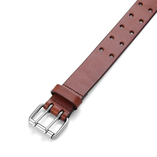 MILORDE Men's Jean Leather Belt Double Prong, 35mm 100% Genuine Leather, Handmade, Classic Designs for Work and Casual4