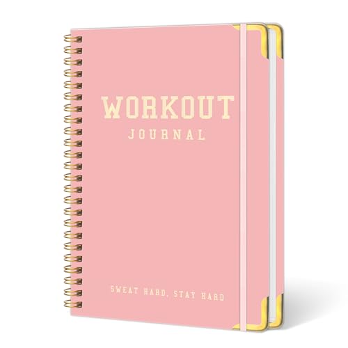 Fitness Planner Workout Journal Undated Gym Workout Log Book 6 x 8.2 Inch Hardcover with Metal Corners Exercise Notebook for Men Women Weight Loss Body Building Home Gym