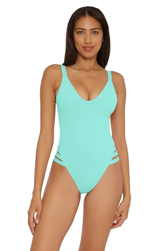 BECCA Womens by Rebecca Virtue Color Prism High Leg One Piece Swimsuit - Scoop Neck, Open Back Design, Bathing Suits for Women - Main Image