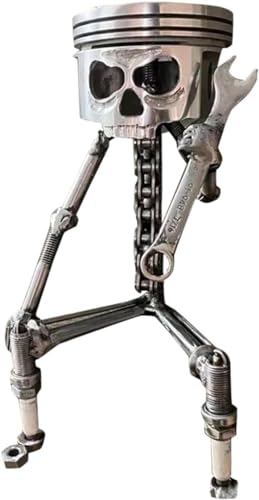 Escultura Decorativa Calavera Carro Metal Plata miniatura 1