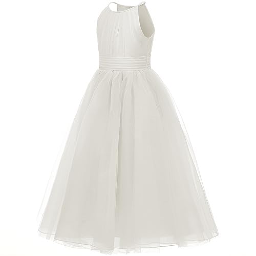 Abaowedding Flower Girls Tulle Chiffon Dresses Kids Wedding Party Pageant Ball Gowns Ivory Size 8 #TOP3