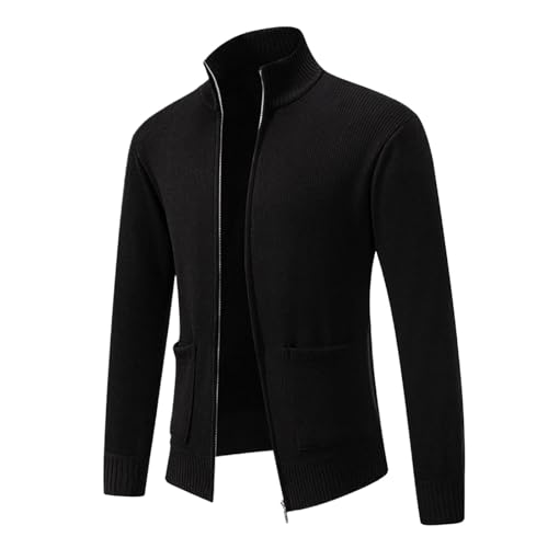 Cardigan pour homme à col montant et fermeture éclair bidirectionnelle en maille