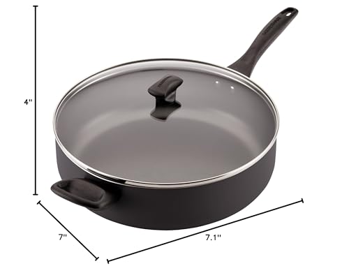 Farberware Dishwasher Safe Nonstick Jumbo Cooker/Saute Pan with Helper Handle - 6 Quart, Black