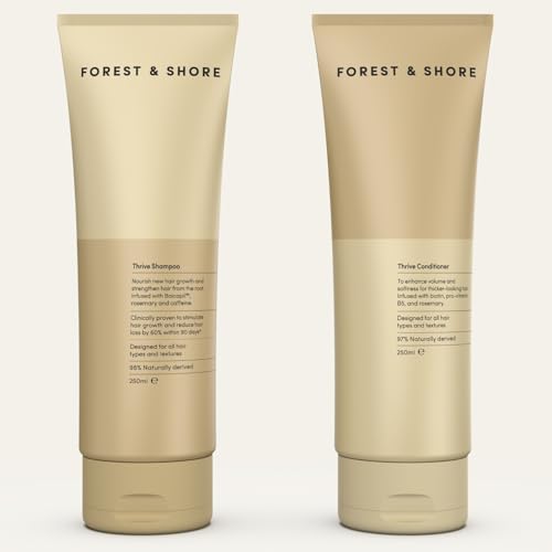Forest & Shore Hair Growth Shampoo and Conditioner Set 98% Natural Ingredients with Rosemary Biotin Caffeine Biacapil and Lavender - Sulphate Free Hair Thickening Shampoo for Women & Men