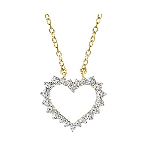 14K Yellow Gold Heart Diamond Pendant Cover