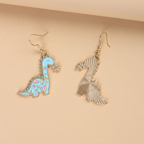 Cute Dinosaur Drop Earrings for Women Funny Dinosaur Earrings Dino Animal Dangle Earrings Blue Lovely Animal Dangling Earrings Birthday Gifts for women 6