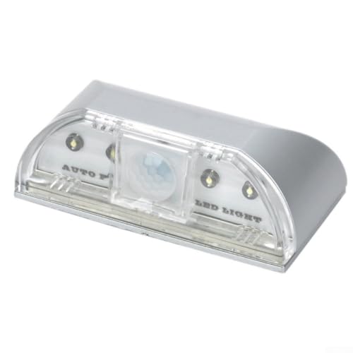 4 luces LED con sensor de movimiento con detección infrarroja PIR, luz nocturna inalámbrica alimentada por pilas para iluminación de cerradura de puerta, requiere 3 pilas AA (no