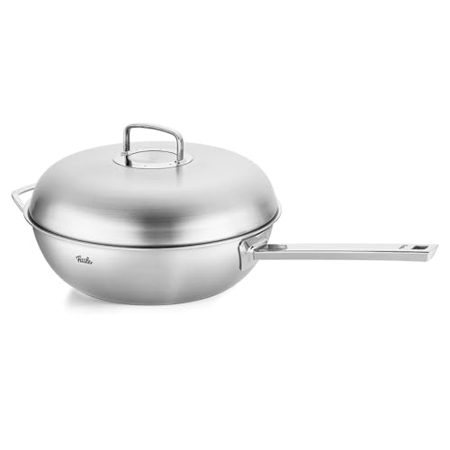 Fissler Original-Profi Collection Stainless Steel 12.6 Inch, 6.7 Quart Multi Ply Wok with High Dome Metal Lid