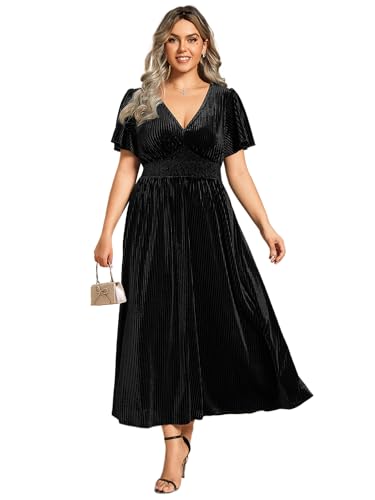 Cocktail Attire Plus Size Clothing For Weddings Ever-Pretty Plus Women's  Velvet Dress V Neck Short Sleeves A Line Plus Size Cocktail Wedding Guest  Dresses For Curvy Women Black US14 Clothing, Shoes ...
