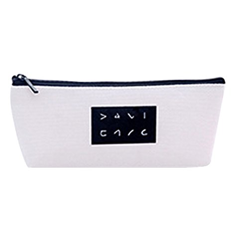 Eforstore Pencil Case Simple Text Inverted Trapezoidal Canvas Pencil Case Creative Pencil Box