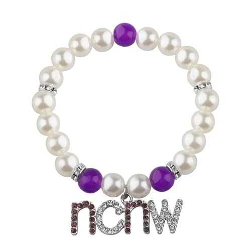 CHOORO Purple and White Beads Bracelet Sisterhood Sorority Jewelry for Women