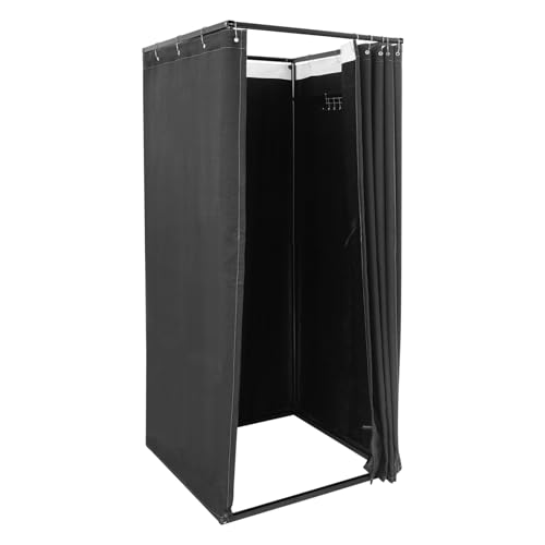 QIERF Umkleidekabine Freistehend Tragbare Umkleideraum Mobile-Umkleidekabine mit Vorhang und Haken für Bekleidungsgeschäfte Fotostudios Veranstaltungsorte 85x85x200cm (Schwarz)