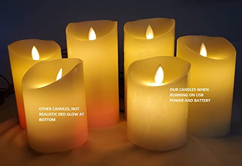 Image of UBREW USA Smart Home Realistic Flickering Flameless Candles. USB Powered. Electric Extra Bright Real Wax Pillars LED Candle. Compatible with Alexa, Google Assistant, IFTTT.