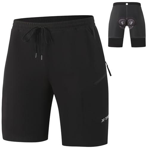 X TIGER Pantalones Cortos de MTB para Hombre, Pantalon Corto Montaña Hombres con 5D Gel Acolchado, Transpirables, Secado RáPido, Impermeable