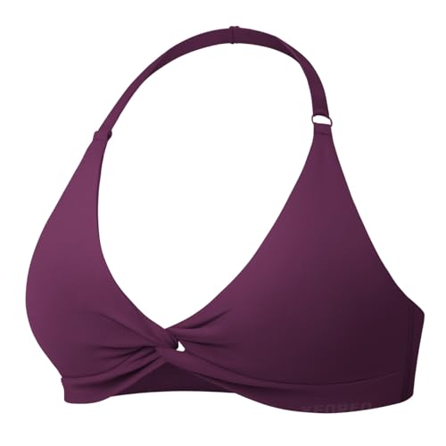 Image of YEOREO Halter Sports Bras for Women Low Impact Removable Padded Adjustable Deep V Bra Seamless Workout Gym Crop Tops