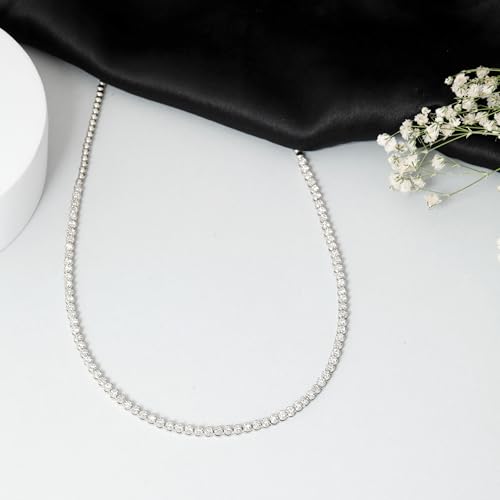 8 CT D VVS1 Lab Grown Diamond Riviera Tennis Necklace – Half Diamond, Half Illusion Setting in 14K White Gold, 16 Inch Luxury Jewelry4