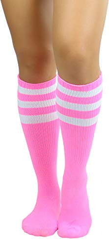 Image of ToBeInStyle Women's Premium Below Knee Athletic Socks w /Contrasting Wide Stripes