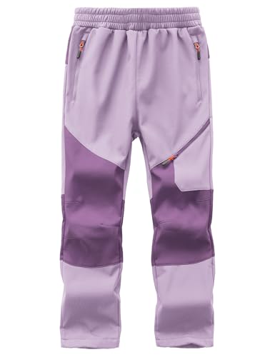Image of Kids Winter Pants Fleece Lined Waterproof Boys Ski Pants Thermal Outdoor Softshell with Zipper Pockets