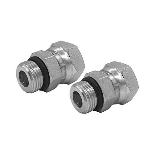 Image of (2-PACK) 6900-06-06-O Hydraulic Adapter Fitting 3 /8 inch Male O-Ring Boss (9 /16 inch-18UNF)x3 /8 inch NPSM Female Pipe Swivel (3 /8 inch-18NPSM) Straight Joints Carbon Steel