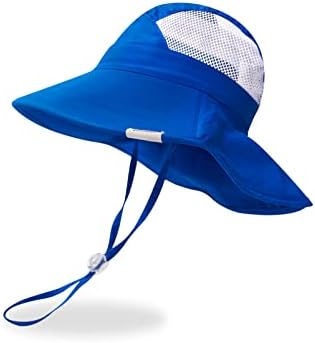 pureborn Infant Baby Boy Sun Hat UPF 50+ Sun Protection Breathable Flap Bucket Hat Swim Cap Beach Hat for Infant Boy 0-3 Months Blue