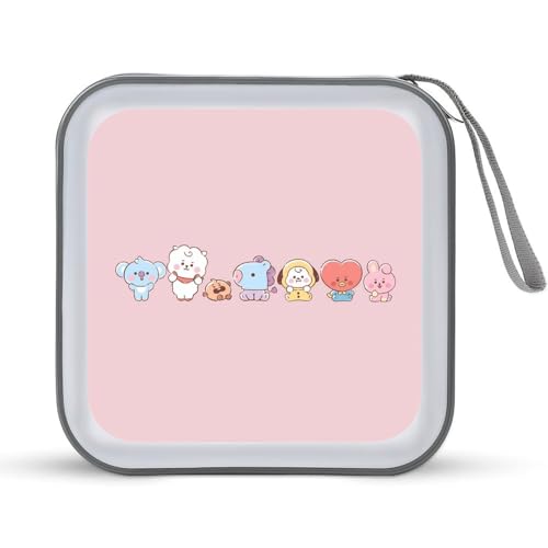 Bt21 CDケース プラケース DVD収納ケース CD収納ボックス ディスクケース 防水 メディアケース 大容量 40枚収納 小型 持ち運び便利 薄型 ファスナー付 旅行