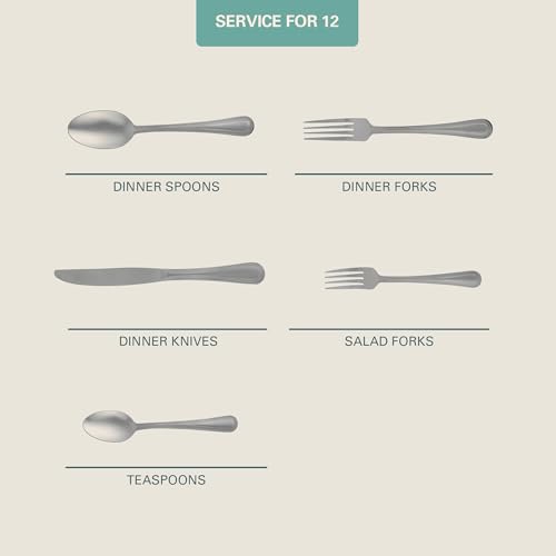 Image of Gibson Home Sinta 87-Piece Stainless Steel Flatware Set with Bead Border Design - Service for 12 Plus Serving Utensils, Polished Silverware, Dishwasher Safe