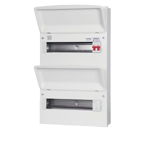 F3024M FuseBox 24-Way Main Switch RCBO Consumer Unit, 100A DP, 306mm x 512mm x 113mm