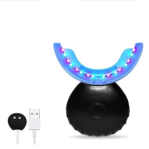 32Led Inductive Charging Tooth Whitening System Teeth Bleaching Light-Accelerated Bleachingtrays Kit With 16 Powerful Red & 16Blue Led Lights (Black) #TOP6