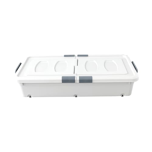Image of The Better Home Large Capacity Underbed Storage Box with Lid & Wheels,47L,Storage Box For Clothes,Storage Organizer,Plastic Box,Blankets /Toys /Stationary,Dustproof,Stackable,Transparent,79x39x80 cm