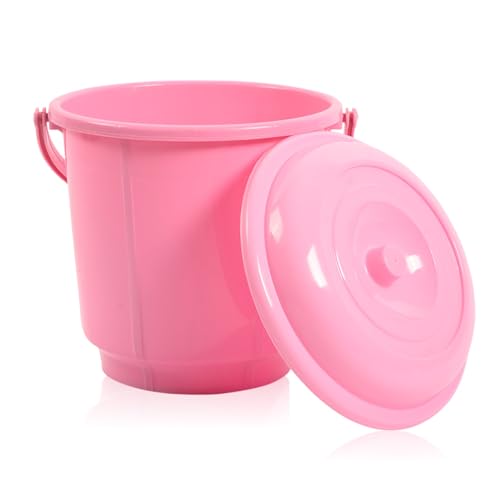 Image of Kuber Industries 3 Pcs 18 Liter Plastic Bucket for Bathroom | Plastic Bucket for Daily Use | Water Storage Bucket | Balti for Bathroom | Pink-Peach & Mink Grey