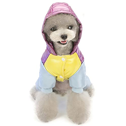 Izefia Dog Coat Windproof Jacket Cold Weather Coat 4 Legs Warm Dog Jumpsuit Winter Thick Clothes Waterproof Dog Coat For Small Dog Medium Cat Purple M #TOP5