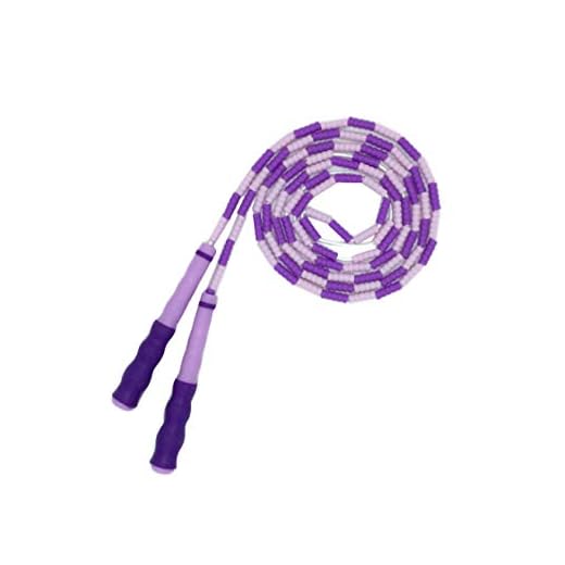 Bestgift 9 Feet Soft Beaded Jump Rope Adjustable Tangle Free Segmented Fitness Skipping Rope Purple 2.8m