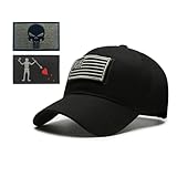 YUSENGMOO Berretto da baseball nero con bandiera USA, berretto da baseball con applique ricamata, sport casual all'aperto, corsa, pesca, cappello + toppa, 9 (UK), L