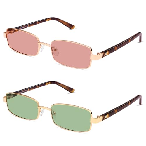 Image of VANLINKER Retro Rectangle Polarized Sunglasses for Women Men Small 90s Vintage Trendy Slim Narrow Rectangular Frame VL9684