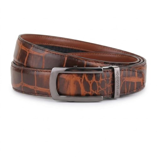 Image of HAYES LONDON Leather Ratchet Belt for Men | Adjustable No-Holes | Customizable Fit, Stylish & Effortless Buckle | Formal & Casual Wear Belts