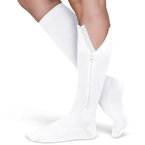 Image of TheraMagic Zipper Compression Socks for Men & Women, 20-30mmHg Closed Toe Graduated Zippered Compression Stocking