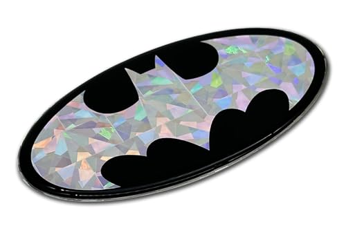 Image of Elektroplate Batman Logo Reflective Car Decal Silver 3.75 inch | Officially Licensed DC Comics - Weatherproof Automotive Grade Domed Sticker - Water Bottle, Laptop & More - Made in the USA