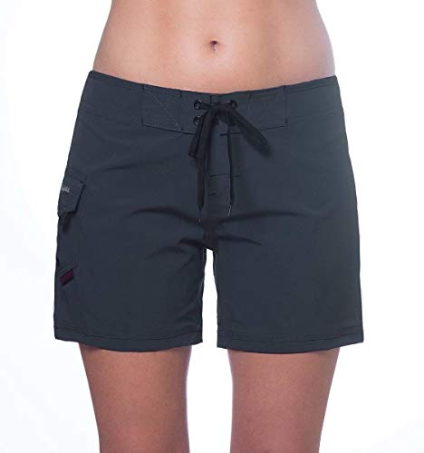 Maui Rippers Women’s 5" 4-Way Stretch Swim Shorts Boardshorts (16, Ebony)
