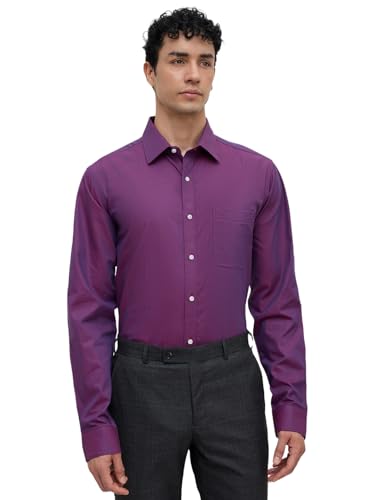 Image of Raymond Men Slim Fit Solid Pattern Pure Cotton Semicutaway Collar Full Sleeve Formal Shirt