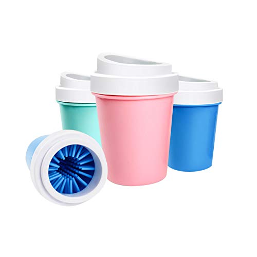 Portable Dog Paw Cleaner, Pet Paw Washer,Soft Silicone Bristle Deteachble Dog Paw Cleaner Cup for Easy Cleaning Pet Foot Cleaning Brush (S, Green)