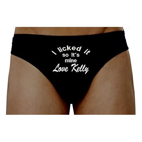 Personalised pants briefs underwear I licked it memorable present for husband anniversary wedding birthday embroidered (Large) Black Cover