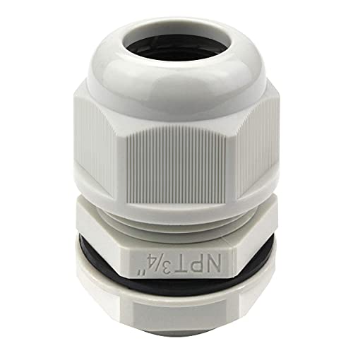 Image of XHF 5 Pcs 3 /4 inch IP68 Strain Relief Nylon Cord Grip Waterproof NPT Cable Glands Adjustable UL Listed and RoHS Compliant (Grey)