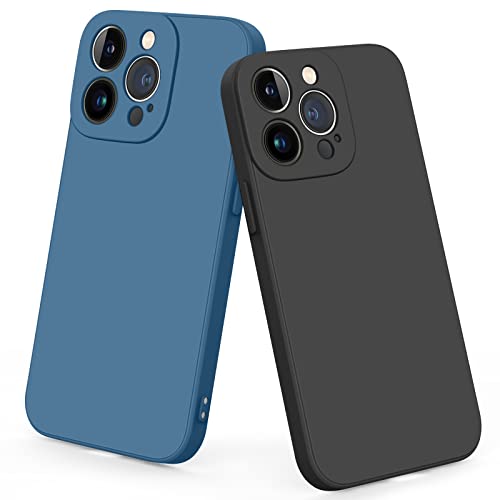 Tobfit 【2 Pièces Coque pour iPhone 13 PRO Coque en Silicone Liquide Ultra Fine avec Doublure en Tissu Microfibre Doux, Case de Protection Complète pour iPhone 13 PRO 6,1" Cover