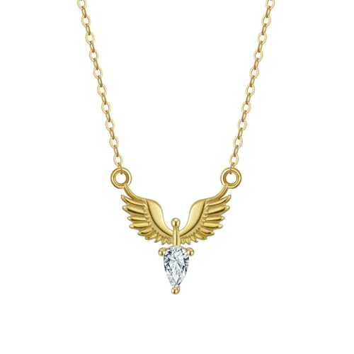 Collier aile d'ange argent femme pendentif gardien zircone cubique bijoux foi religieuse