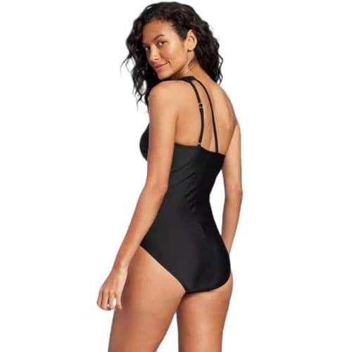 Women's Tummy Control One Shoulder Ruched Full Coverage One Piece Swimsuit -2