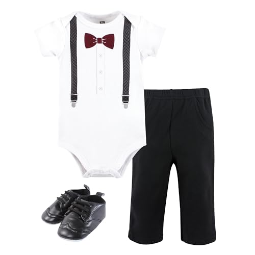 Image of Hudson Baby Unisex Baby Cotton Bodysuit, Pant and Shoe Set